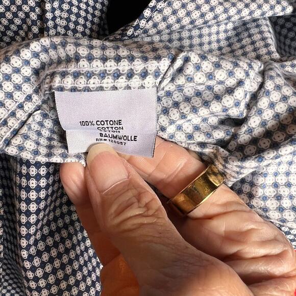BriO by Milano Men's Long Sleeve Button Down Shirt.  Blue/White. Size XL 17.5-18 - Picture 5 of 9